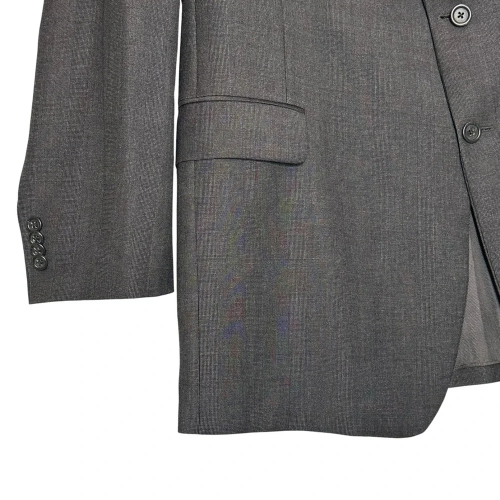 Burberry London Men Blazer XB55 44R‎ Gray Wool Two Button Blue Tone Sport Coat